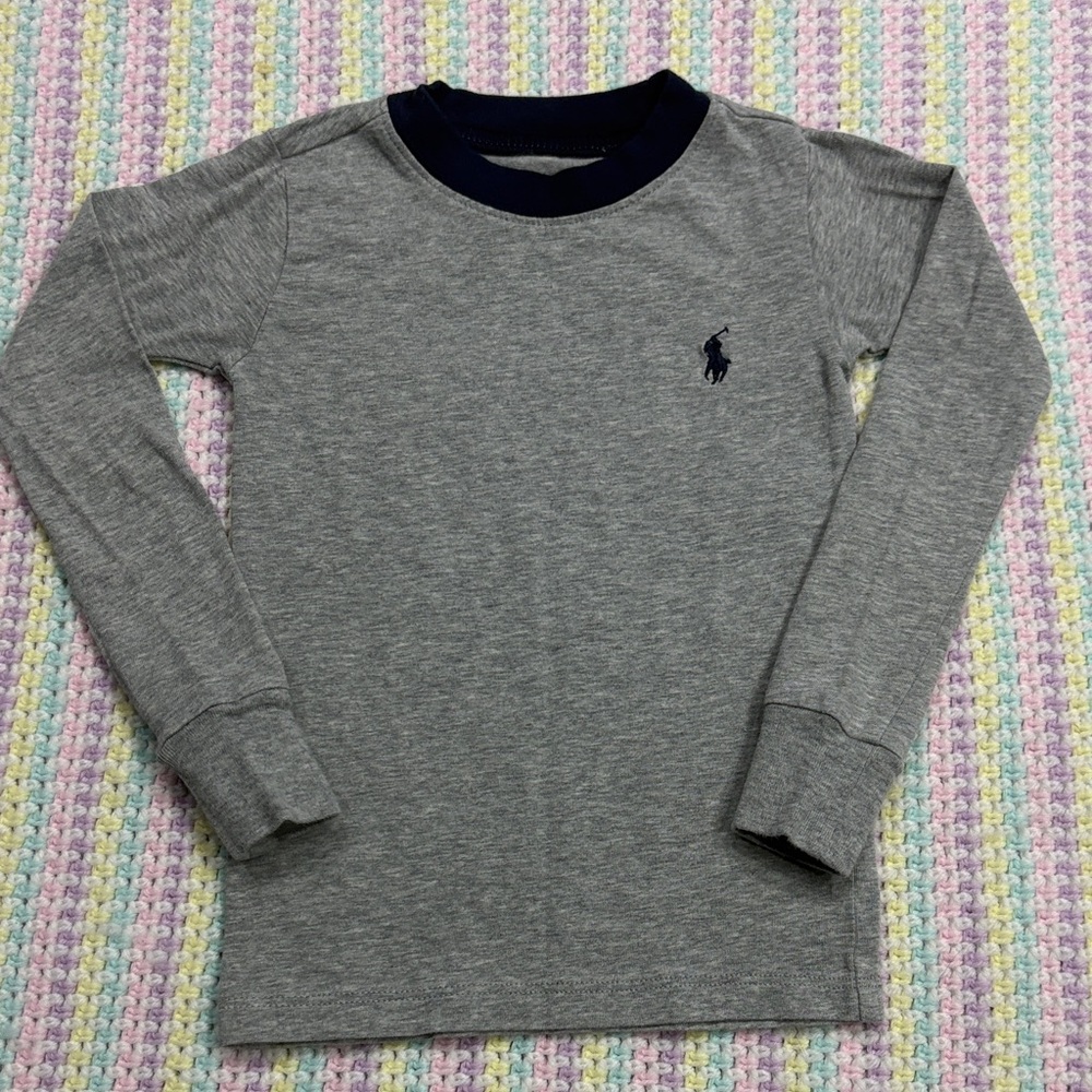 Polo by Ralph Lauren Gray Long Sleeve Kids Snug Fitting Tee Shirt Boys Size 2T !